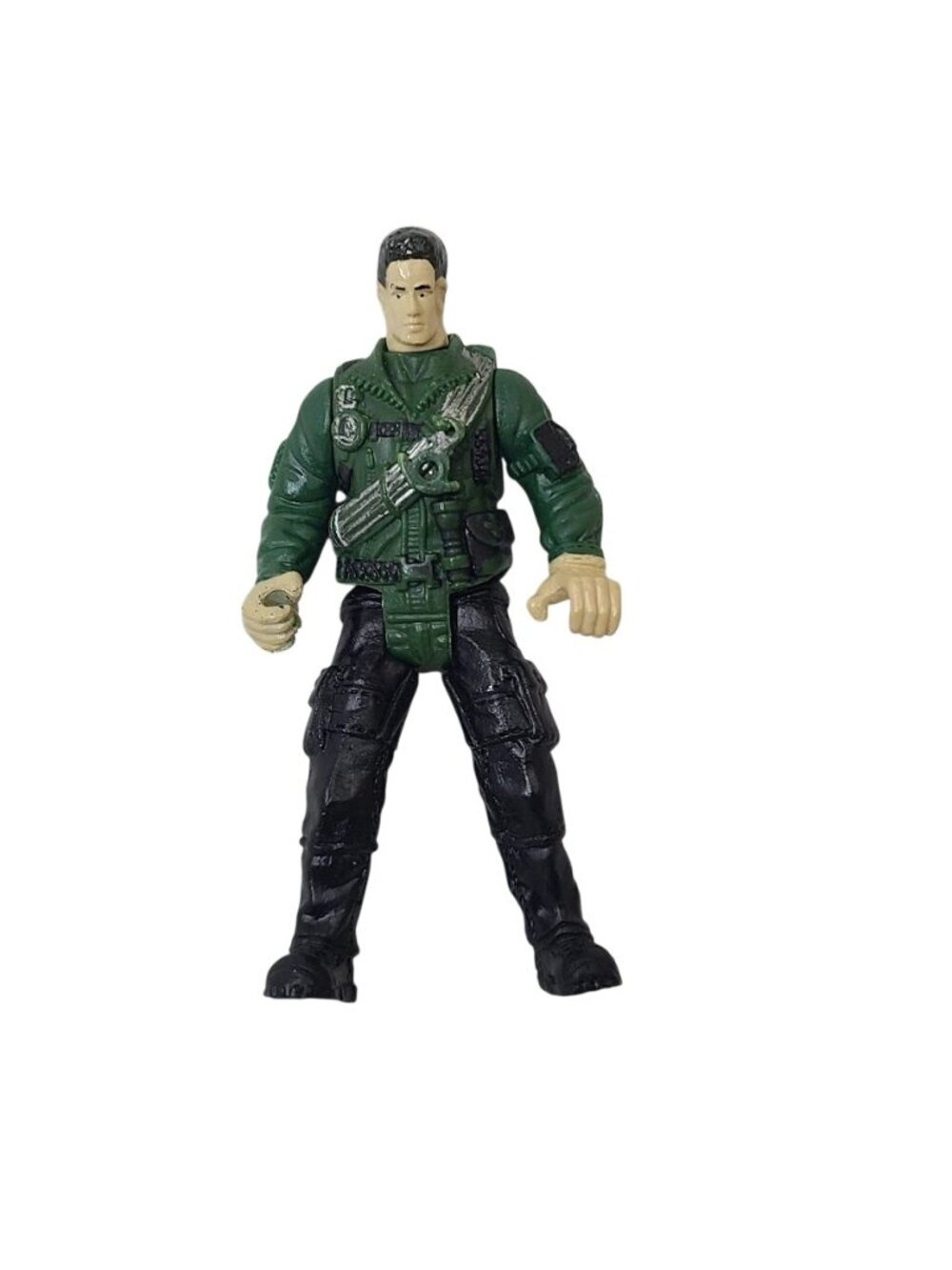 Military Action Figure Soldier Commando Green Black Toy Figure 4" Loose